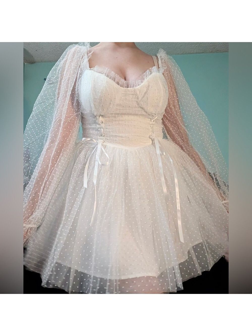 NWT XXS Dolls Kill Sugar Thrillz Heavenly Affair Babydoll Dress in White